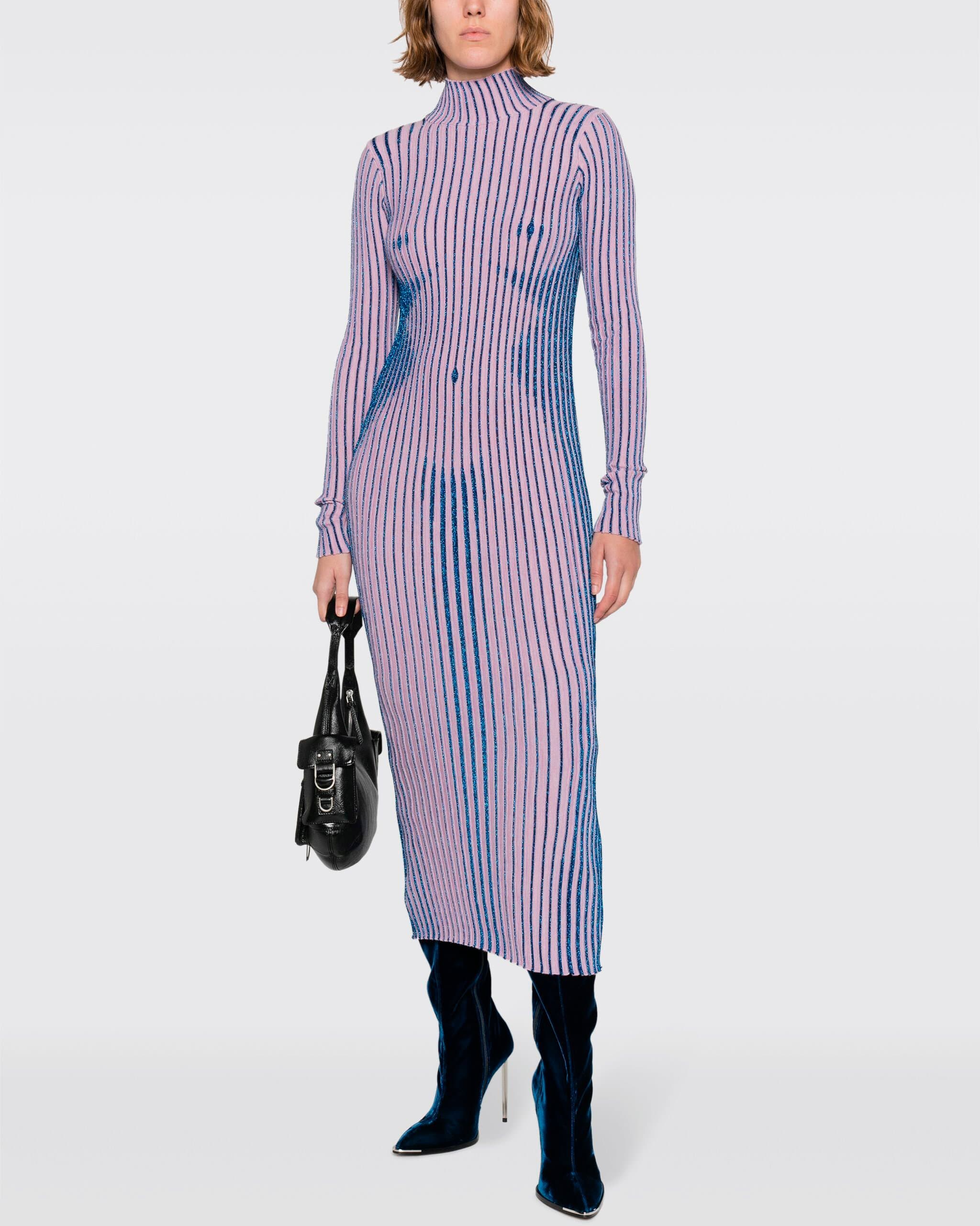 Jean Paul Gaultier, Меринос жүнінен жасалған металл түспен жылтыратылған миди-көйлек | Фото: farfetch.com