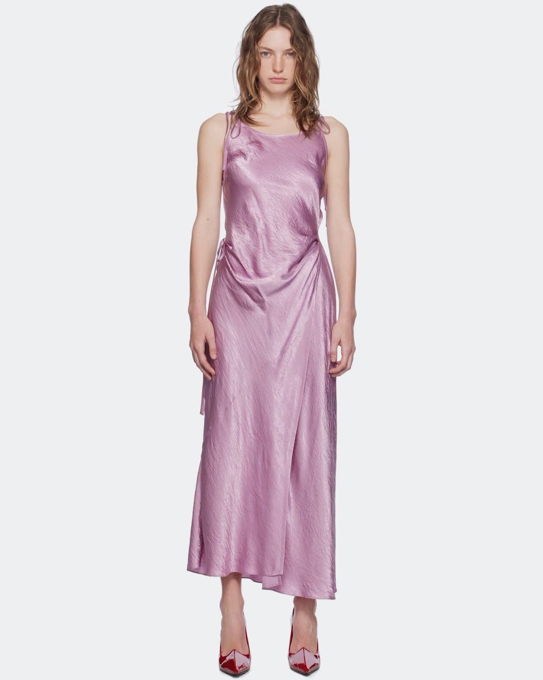 Acne Studios, Күлгін түсті қаусырмалы макси-көйлек | Фото: ssense.com
