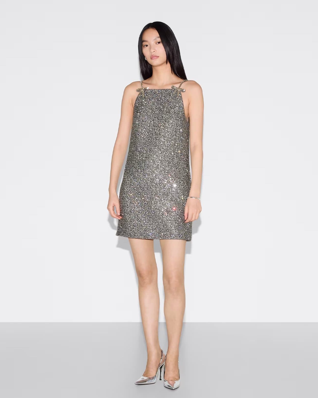 GUCCI, GG кестелі жүнді твид мини-көйлек | Фото: gucci.com