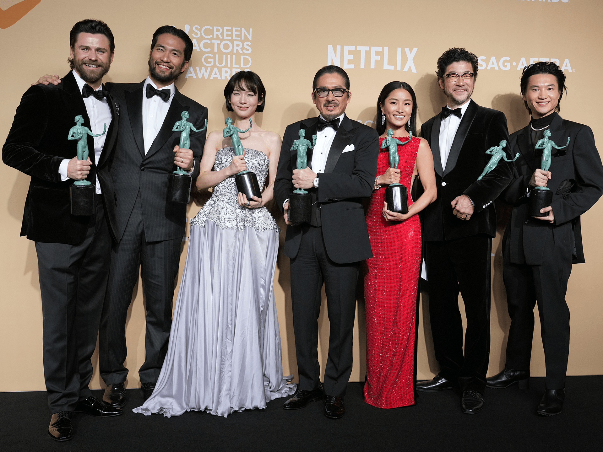 Томми Бастоу, Шинноске Абэ, Моэка Хоши, Хироюки Санада, Анна Савай, Таданобу Асано и Хирото Канаи | Getty Images