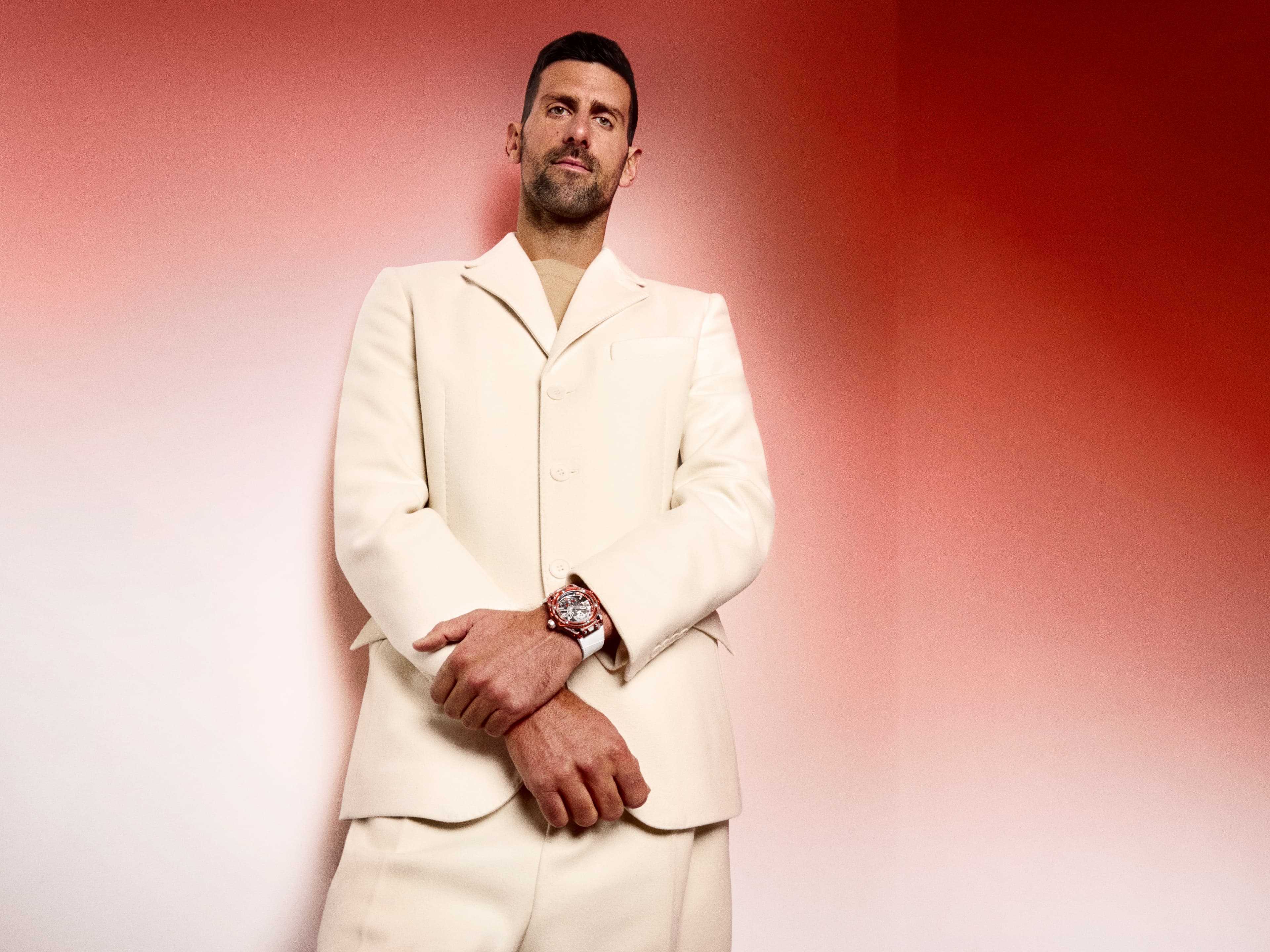 Теннисист Новак Джокович в часах Hublot Big Bang Tourbillon Novak Djokovic GOAT Edition