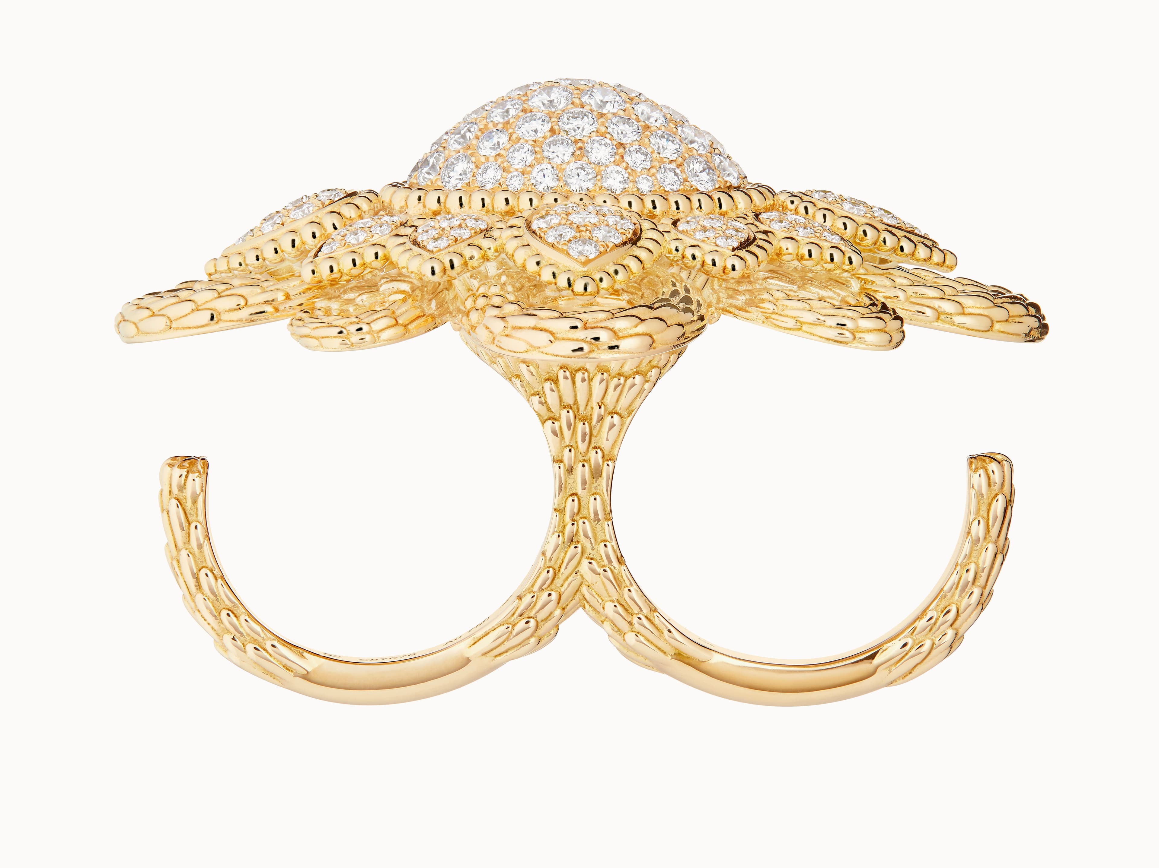 Винтажное кольцо на два пальца в богемном стиле со змеей